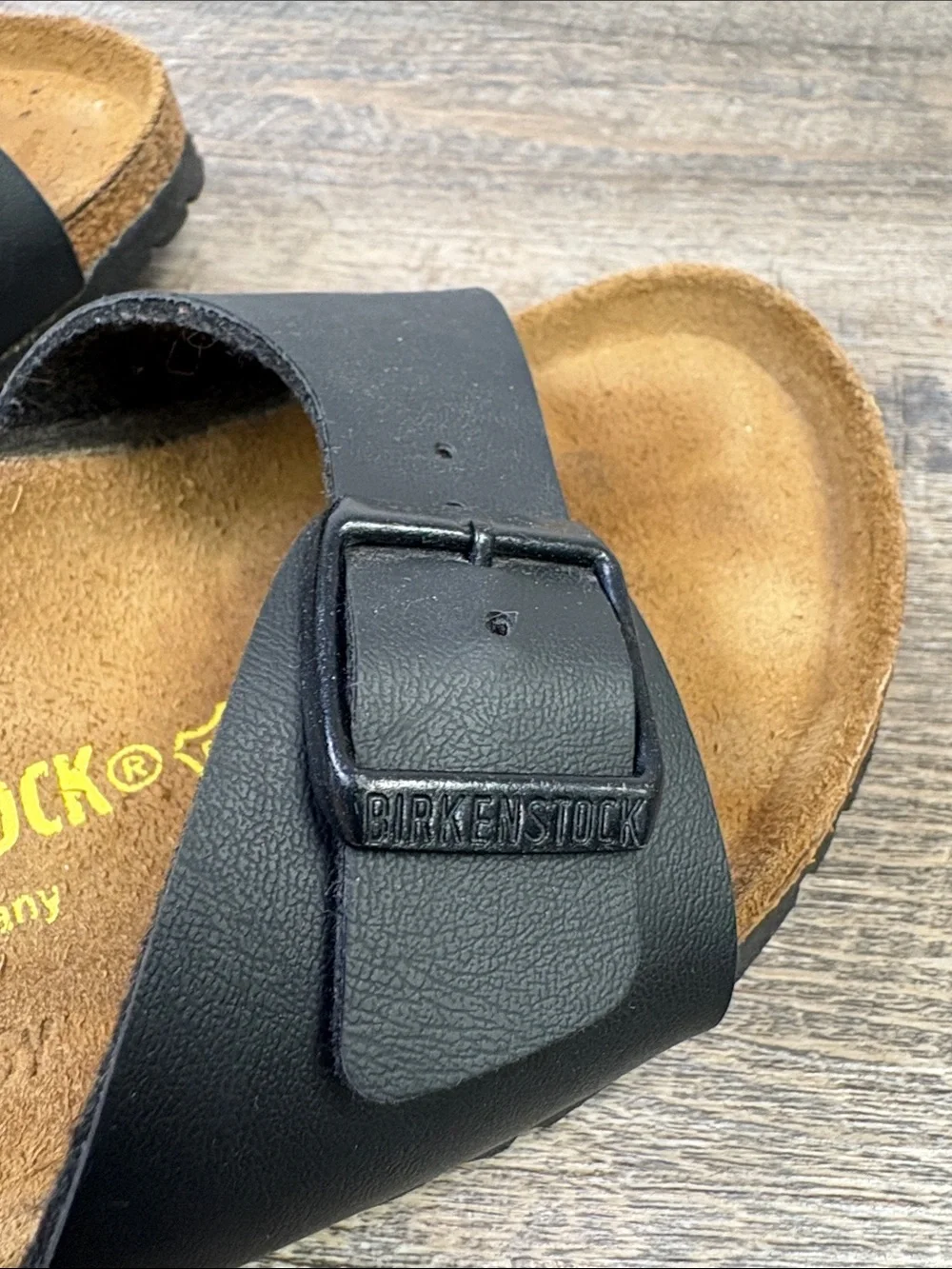 Birkenstock Madrid Black Birko-Flor One Strap Slide Sandals EU 38 US 7